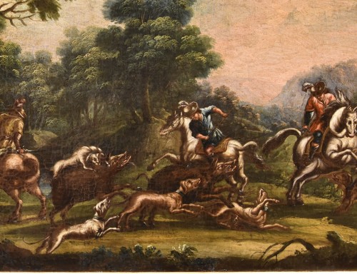 Christian Reder (1656 - 1729), Landscape With Boar Hunting - 