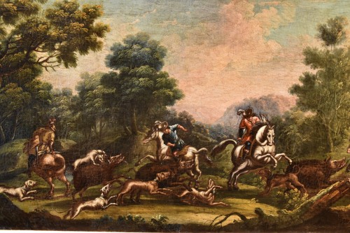 18th century - Christian Reder (1656 - 1729), Landscape With Boar Hunting
