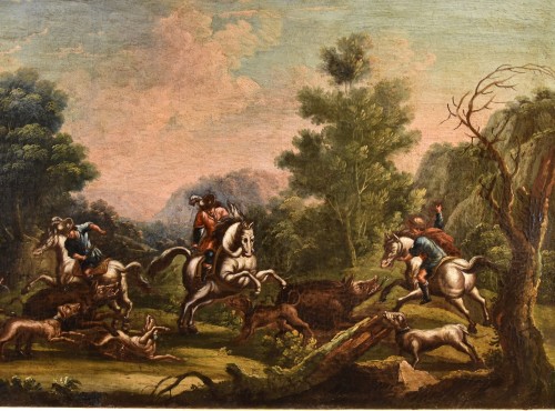 Christian Reder (1656 - 1729), Landscape With Boar Hunting - Louis XIV
