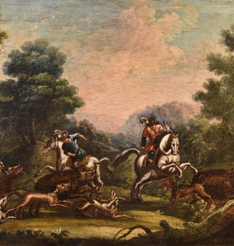 Louis XIV - Christian Reder (1656 - 1729), Landscape With Boar Hunting