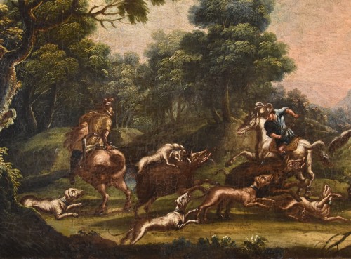 Antiquités - Christian Reder (1656 - 1729), Landscape With Boar Hunting