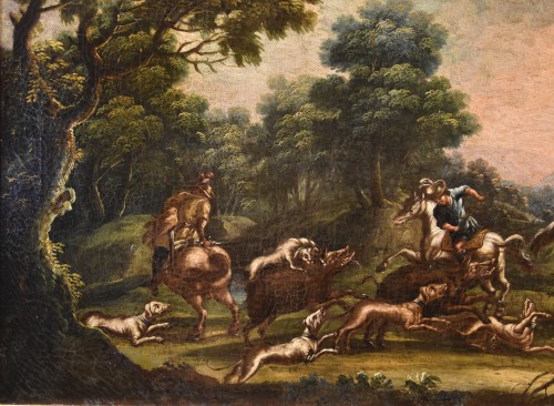 Antiquités - Christian Reder (1656 - 1729), Landscape With Boar Hunting