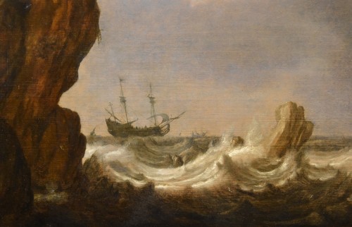 Antiquités - Seascape With Ships, flemish school of ,the 17th century