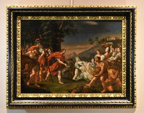 Rencontre entre le roi David et Abigaïl, école italienne du 17e siècle - Tableaux et dessins Style Louis XIV