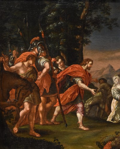 Rencontre entre le roi David et Abigaïl, école italienne du 17e siècle - Antichità Castelbarco