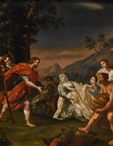 XVIIe siècle - Rencontre entre le roi David et Abigaïl, école italienne du 17e siècle
