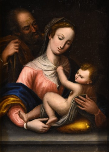 The Holy Family, Tuscan School 17th-18th Century - Paintings & Drawings Style Louis XIV