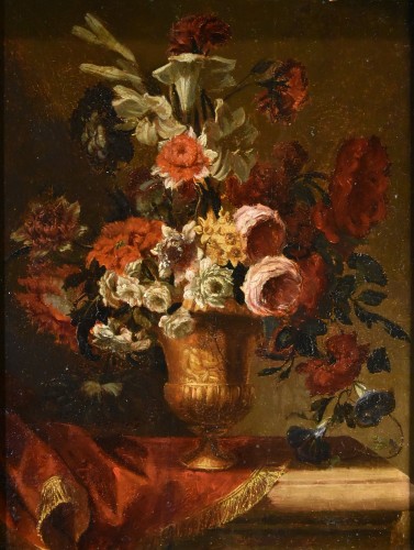 Still Life With Flowers, 17th-century Flemish School - Paintings & Drawings Style Louis XIII