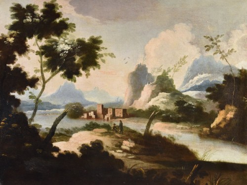 Tableaux et dessins Tableaux XVIIIe siècle - Paysages arcadiens avec personnages
