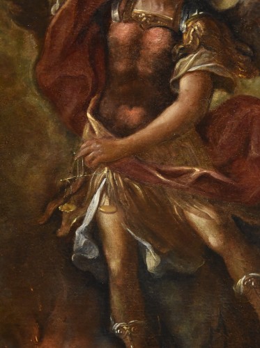 Antiquités - Saint Michael The Archangel Victorious, Roman Painter, 17th-18th Century