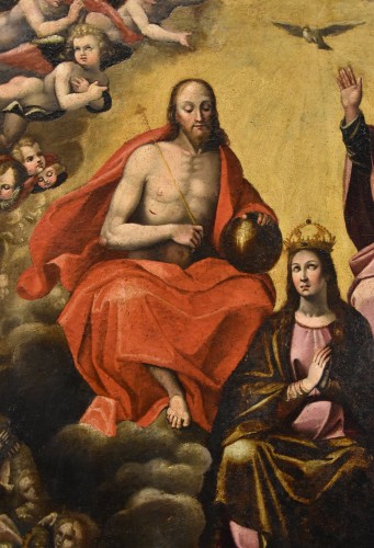 Tableaux et dessins Tableaux XVIIe siècle - Assomption de la Vierge, la Trinité et concert d'anges, Guglielmo Caccia (1568-1625)