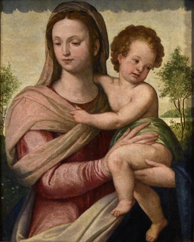 Madone à l'Enfant, École toscane (florentine) du XVIe siècle - Tableaux et dessins Style Louis XIII