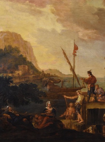 Tableaux et dessins Tableaux XVIIe siècle - Paysage côtier avec ruines Jacob de Heush (1657 – 1701)