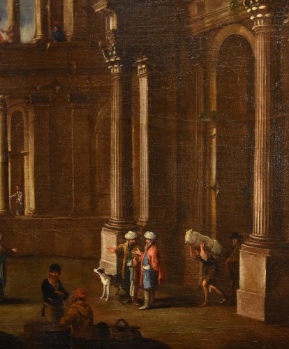 Louis XIV - Fantastic View With Port And Architectural Capriccio, Alessandro Salucci 