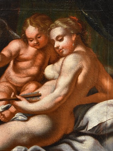 Tableaux et dessins Tableaux XVIIe siècle - Vénus et Cupidon, Peintre vénitien du XVIIe-XVIIIe siècle