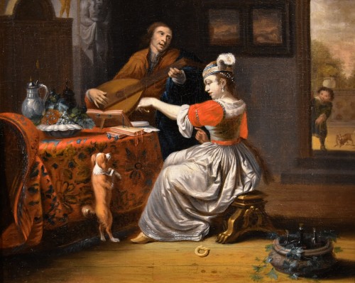 Paintings & Drawings  - The Lute Player, flemish school of the 18th century