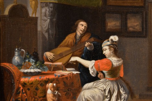 The Lute Player, flemish school of the 18th century - Louis XIV