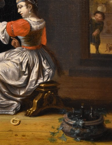 Antiquités - The Lute Player, flemish school of the 18th century