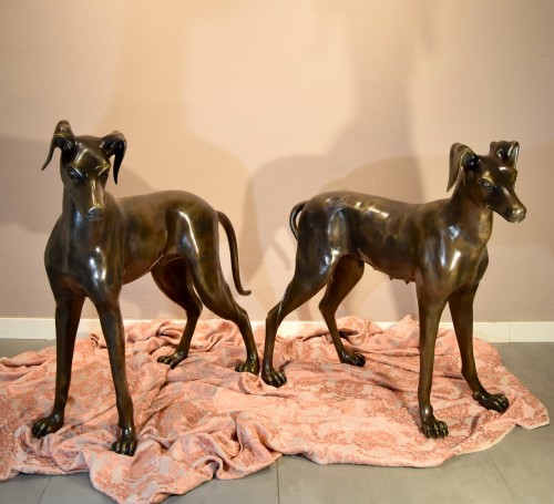 Pair Of Bronze Greyhounds, Art Deco France 20th Century - Decorative Objects Style Art Déco