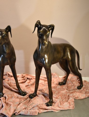 Decorative Objects  - Pair Of Bronze Greyhounds, Art Deco France 20th Century