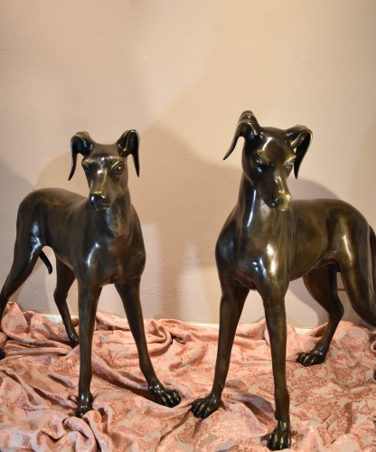 Pair Of Bronze Greyhounds, Art Deco France 20th Century - 