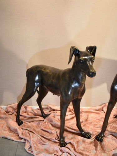 20th century - Pair Of Bronze Greyhounds, Art Deco France 20th Century