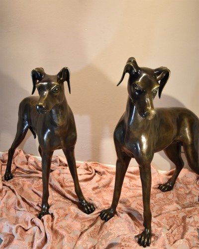 Art Déco - Pair Of Bronze Greyhounds, Art Deco France 20th Century