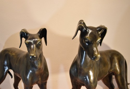 Antiquités - Pair Of Bronze Greyhounds, Art Deco France 20th Century