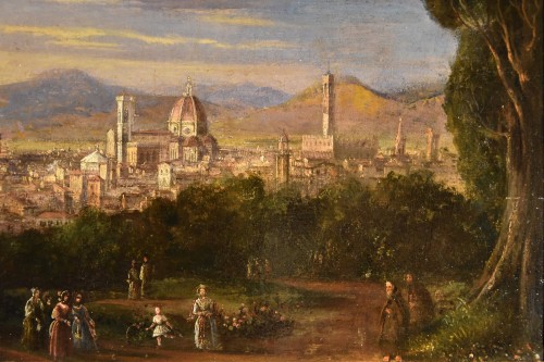 Panoramic View Of Florence, 18th-19th Century Landscape Painter - 