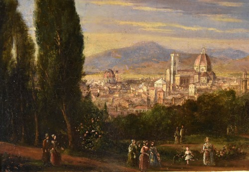 18th century - Panoramic View Of Florence, 18th-19th Century Landscape Painter