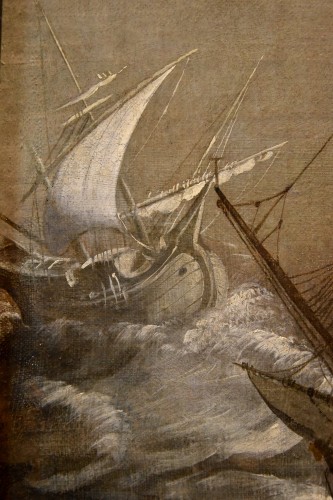 17th century - Stormy Seascape With Ships, Flanders 17th century