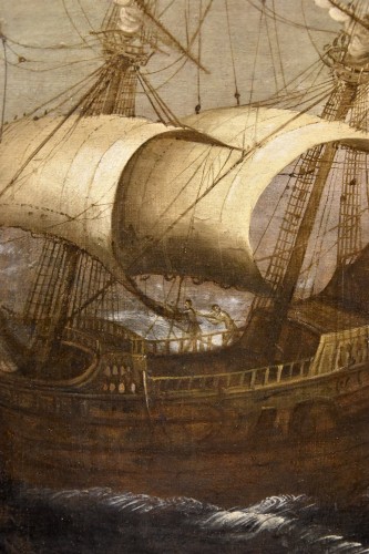 Stormy Seascape With Ships, Flanders 17th century - Louis XIII