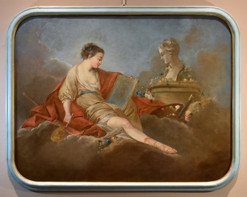 Allégorie de la peinture, Pierre Charles Trémolières (Cholet, 1703 - Paris, 1739) - Tableaux et dessins Style Louis XIV