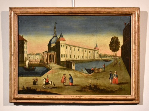 Pair Of Views Of Rotterdam, 18th Century Vedutist Painter - Paintings & Drawings Style Louis XVI