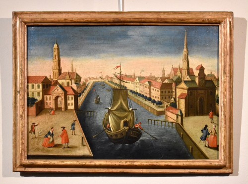 Paintings & Drawings  - Pair Of Views Of Rotterdam, 18th Century Vedutist Painter