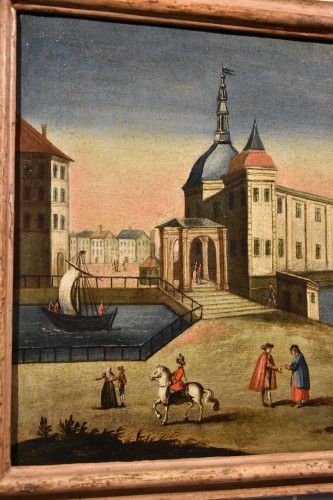 18th century - Pair Of Views Of Rotterdam, 18th Century Vedutist Painter