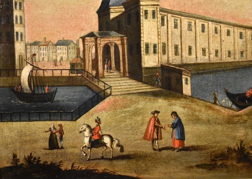 Antiquités - Pair Of Views Of Rotterdam, 18th Century Vedutist Painter