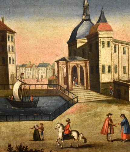 Antiquités - Pair Of Views Of Rotterdam, 18th Century Vedutist Painter