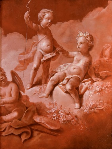 School Of, Playing Cherubs And Cupids,  Second half of the 18th century - Paintings & Drawings Style Louis XVI
