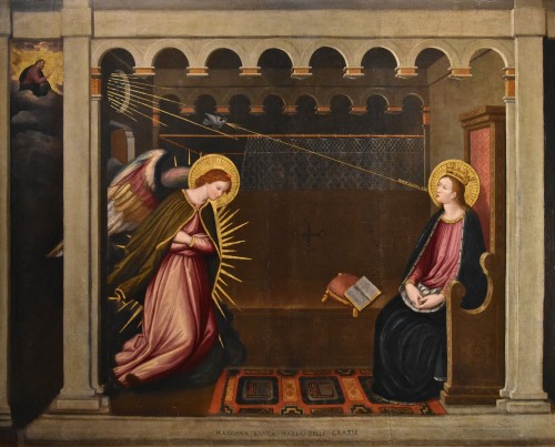 L'Annonciation, Peintre florentin du XVIIe siècle - Tableaux et dessins Style Louis XIII