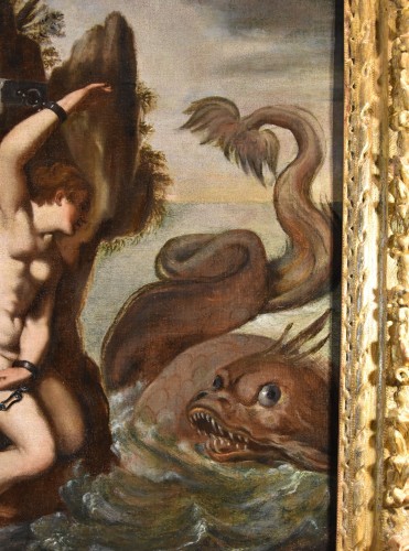 XVIIe siècle - Andromède et le monstre marin, école italienne du 17e siècle