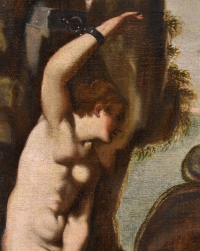 Antiquités - Andromède et le monstre marin, école italienne du 17e siècle