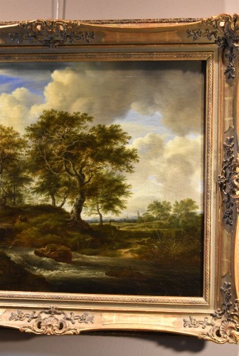 XIXe siècle - Paysage boisé avec ruisseau, fin 19e siècle