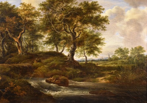 Napoléon III - Paysage boisé avec ruisseau, fin 19e siècle