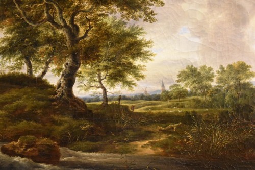 Antiquités - Paysage boisé avec ruisseau, fin 19e siècle