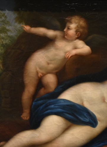 Tableaux et dessins Tableaux XVIIe siècle - Vénus endormie avec Cupidon, Atelier de Marcantonio Franceschini (1648 - 1729)