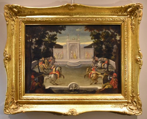 Jardin Renaissance avec spectacle de chevalerie, école flamande du 17e siècle - Tableaux et dessins Style Louis XIV