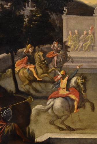 Antiquités - Jardin Renaissance avec spectacle de chevalerie, école flamande du 17e siècle