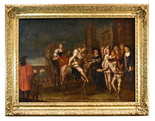 Carnaval à Venise avec Arlequin, Marco Marcola (Vérone, 1711 - 1780)