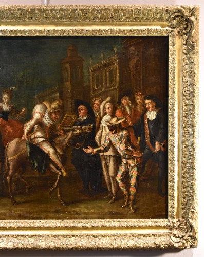Carnaval à Venise avec Arlequin, Marco Marcola (Vérone, 1711 - 1780) - Antichità Castelbarco